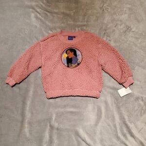 Disney Wish Shine On Mauve Girls Sherpa Fleece Sweatshirt Sweater Size 4 NWT